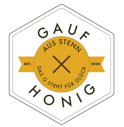 Frühes sechseckiges GAUF-Honig-Konzept mit gelber Mitte und Band.